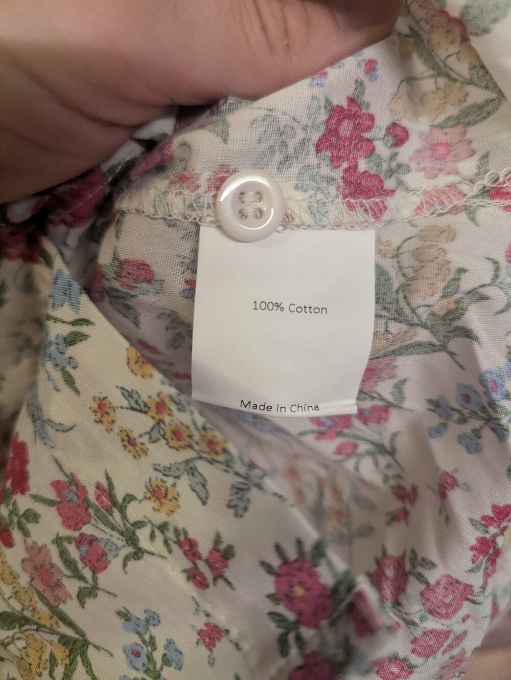 Allegra K Cream Floral Button Front Short Sleeve Blouse - Picture 6 of 7